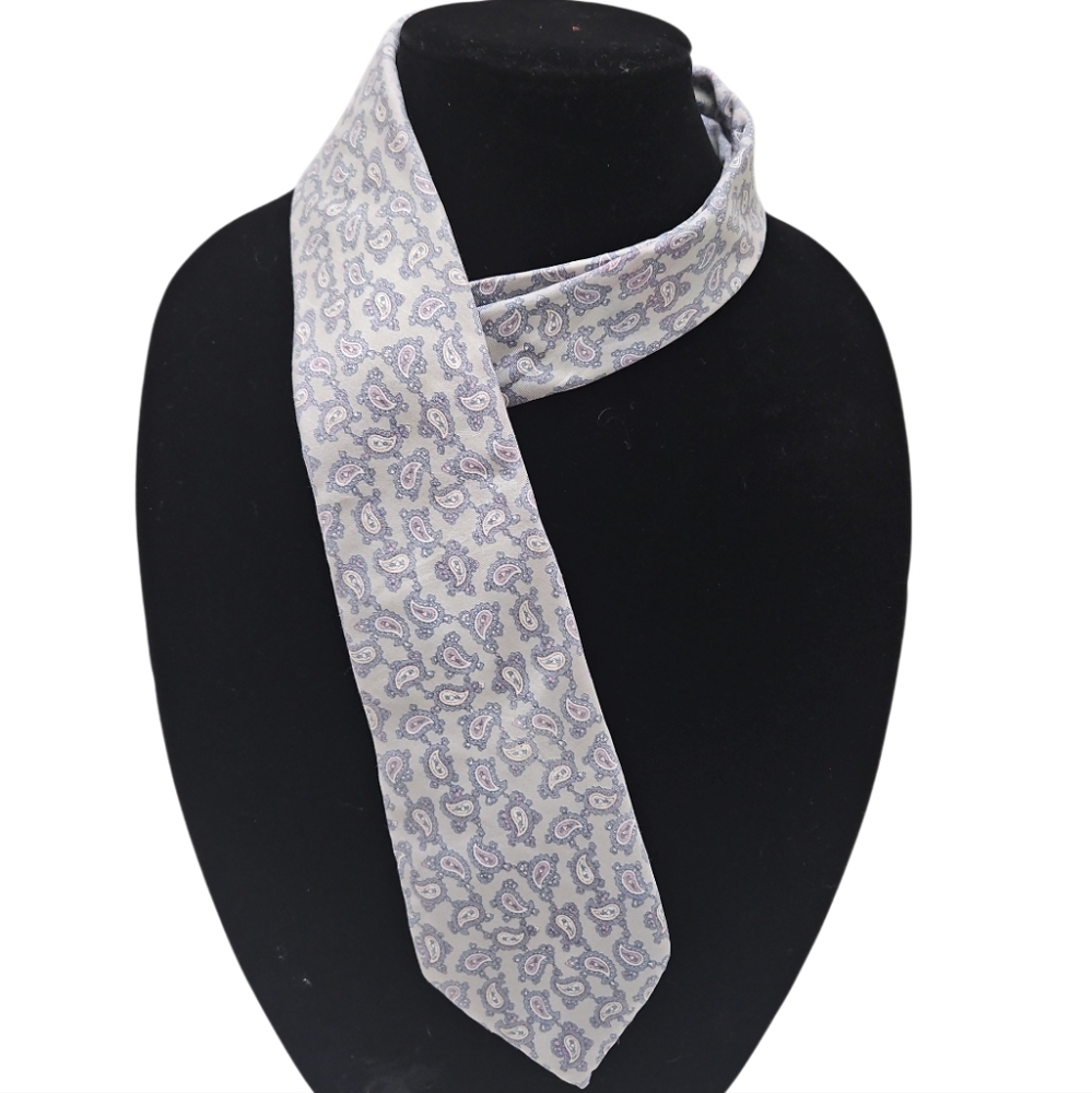 Neil Martin Paisley Tie Gray and Blue Italian Silk